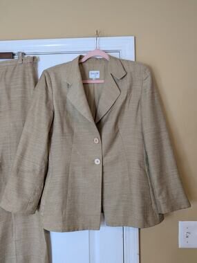 Vintage Armani Collezioni Silk Linen Pantsuit Set Size 14 Made in Italy
